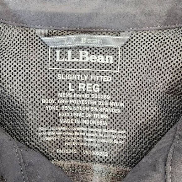 L.L. Bean Grey Long-Sleeve Button-up Shirt Jacket Men's Size L I1 - Picture 7 of 8